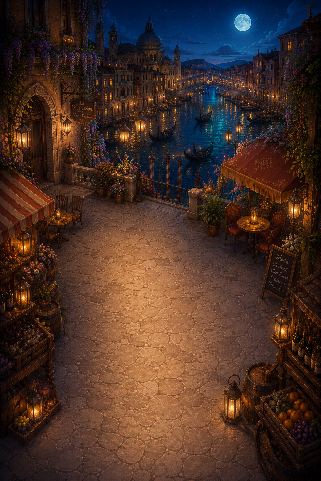 A waterside wine region in warm evening light